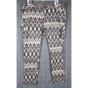 Like An Angel Pants Womens 3X Ikat Geometric Brown Stretch Tapered EUC